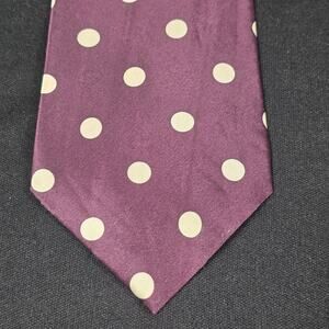SIGNORCELLI Men's Purple Cream Polka Dot Silk Tie Classic Designer